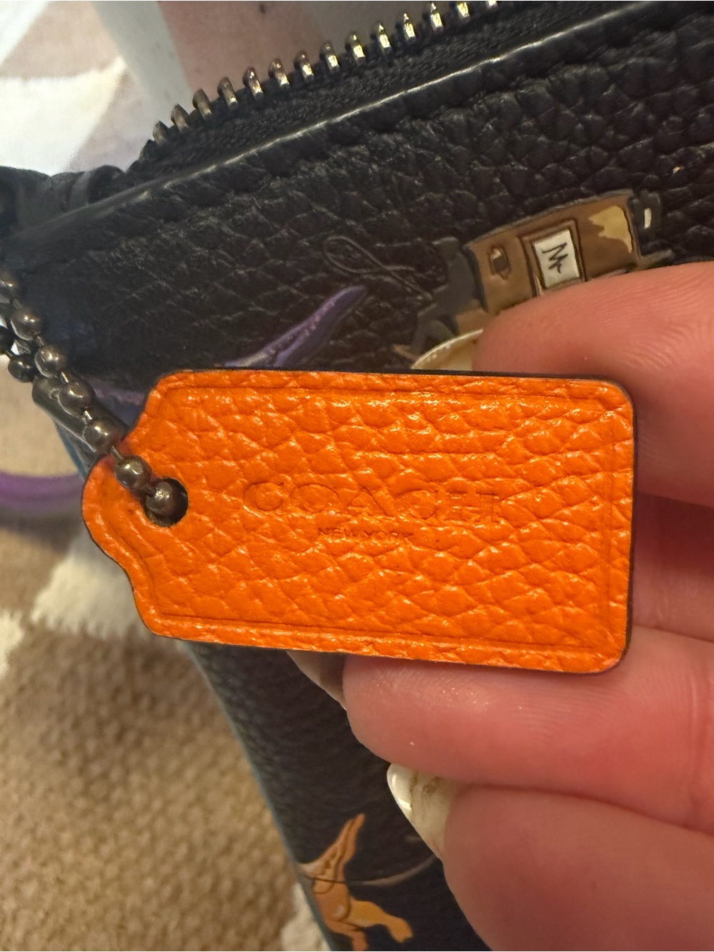 Coach Black Leather Wristlet with Dino Print - Picture 3 of 8